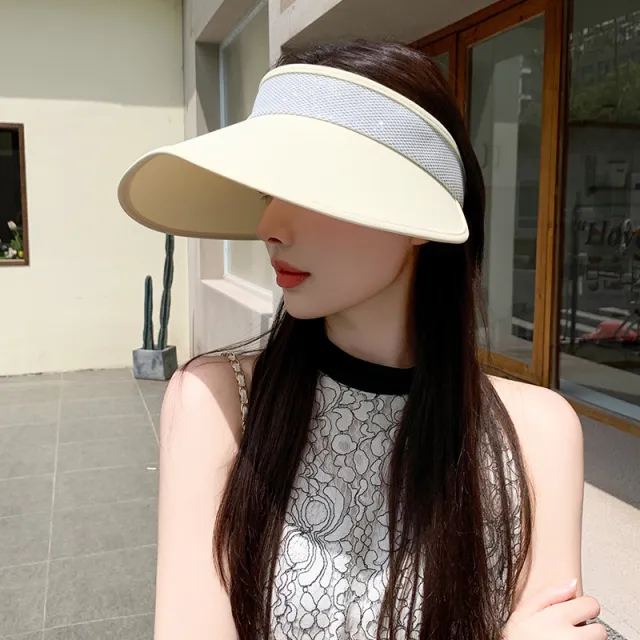 Summer UV Protection Outdoor Face Cover Sun proof Big Brim Comfortable Breathable Effective Sun Protection Visor Cap Beige - Shop at LoveMi