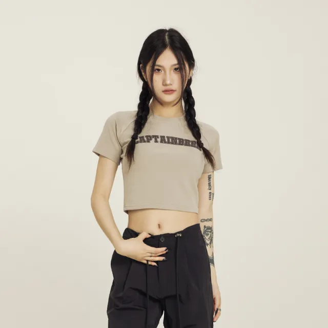 American Retro Design Round Neck Short Sleeve Top Navel Short Summer T shirt Female Fashion Earth Color L - Shop at LoveMi