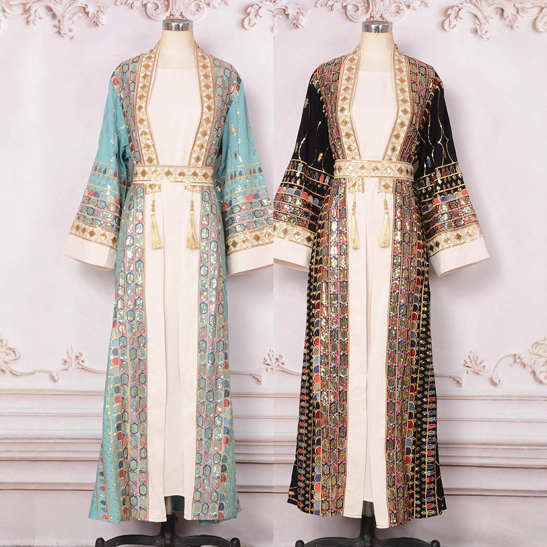 فستان سهرة نسائي جديد مزين بالترتر والشرابات