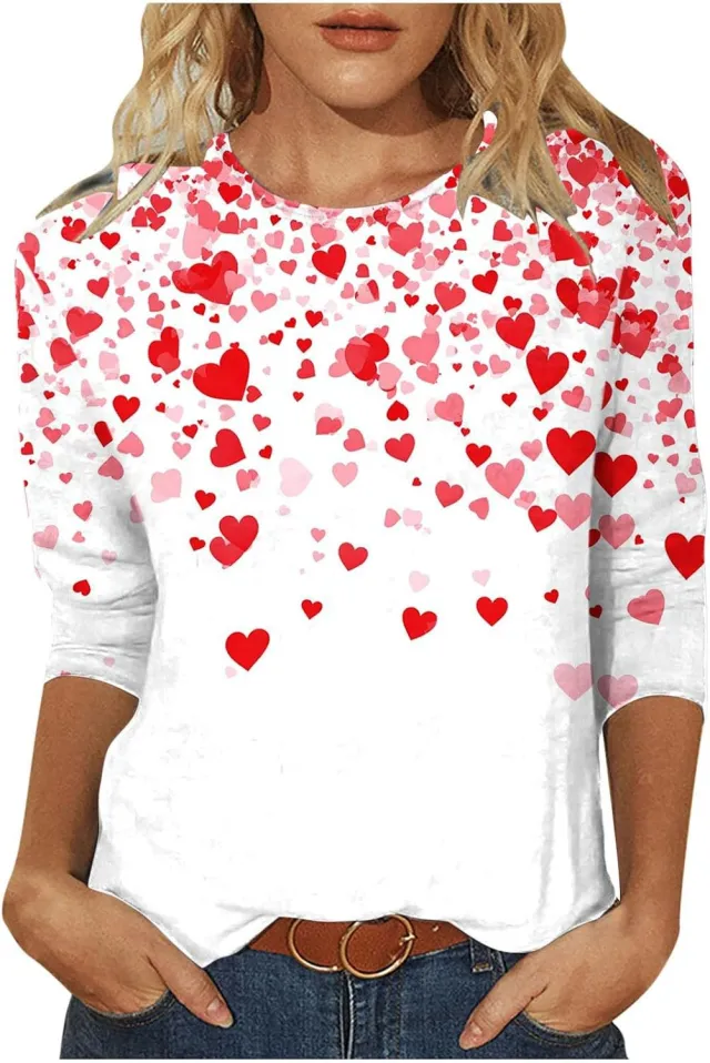 Digital Printed Three quarter length sleeved T shirt Qfxnk07 Xxl - Shop at LoveMi