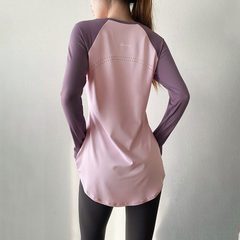 Women's Mid-Length Yoga Top Hip-Covering Athletic Fitness Shirt