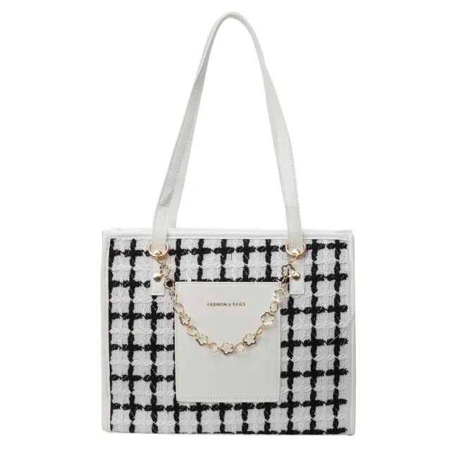Large Capacity Plaid Tote Fashion All matching Beige - Shop at LoveMi