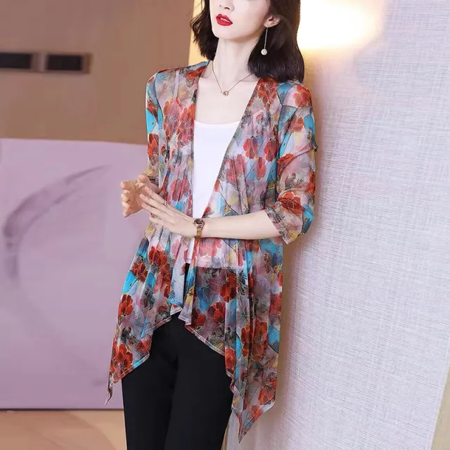 Women's Minimalist Mesh Seven Quarter Sleeve Sunscreen Jacket 3093Color M - Shop at LoveMi