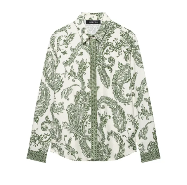 European And American Retro Style Spring And Summer Leaf Print Shirt - Shop at LoveMi