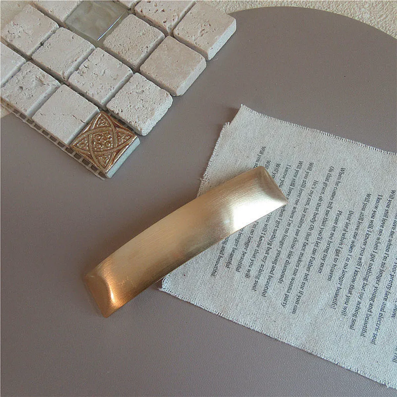 South Korea Chic Cold Wind Graceful Geometric Square Metal Barrettes - Golden Strip Spring Clip