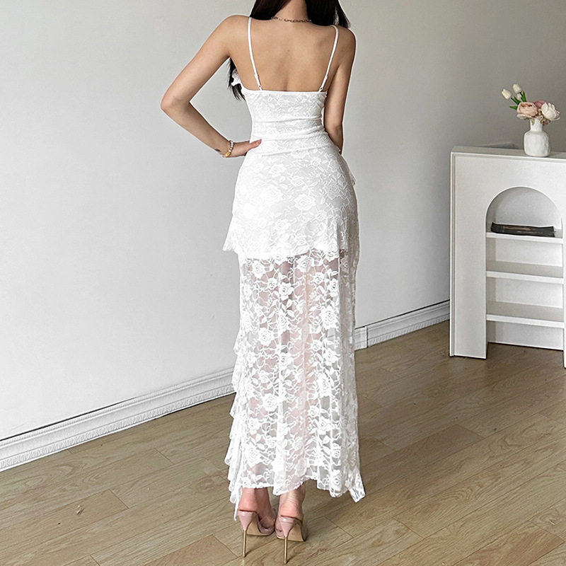 Pure Desire Style Hot Girl Hollow Lace Waist Tight Hip Bag Dress