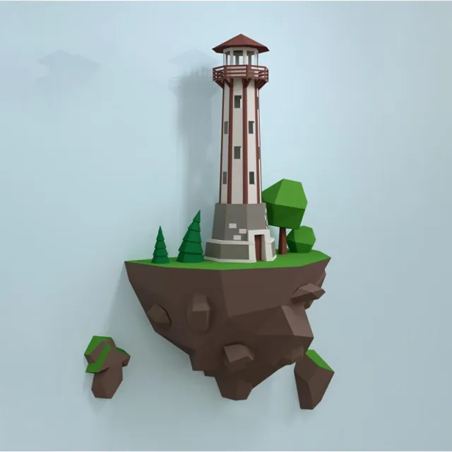46cm Island Lighthouse Paper Model Home Wall Hanging Wall Decorations English Version - Shop at LoveMi