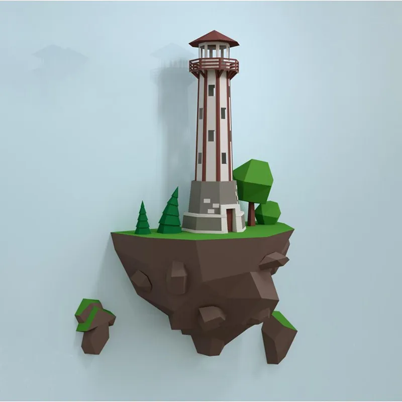 46cm Island Lighthouse Paper Model Home Wall Hanging Wall Decorations - English Version