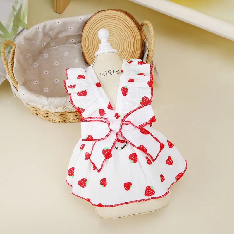 Dog Clothes Floral Princess Dress Spring And Summer - White