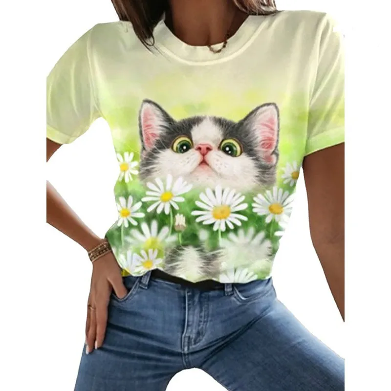 Top Cat T-shirt Short Sleeve Casual Women's Round-neck - Cat Series7-6Xl