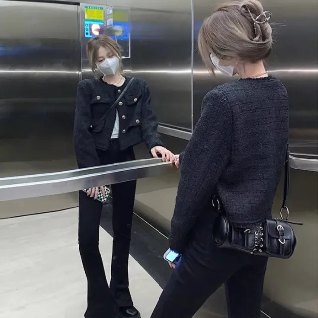 Long Sleeve Classic Style Black Short Coat For Women Black - Shop at LoveMi