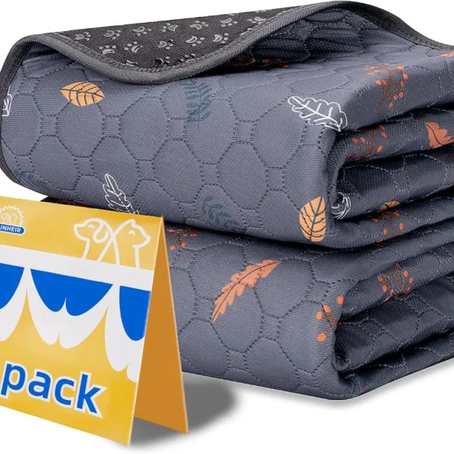 Breathable Absorbent Machine Washable Non slip Training Dog Urine Pad Pet Supplies Dark Gray Leaves - Shop at LoveMi