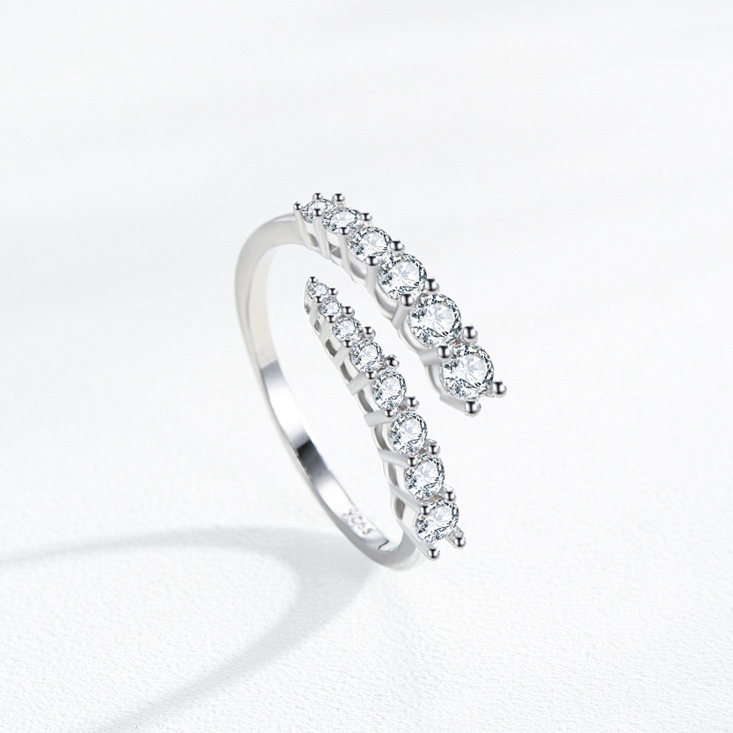 Gang Drill Opening Inlaid Zircon Adjustable Mouth Ring