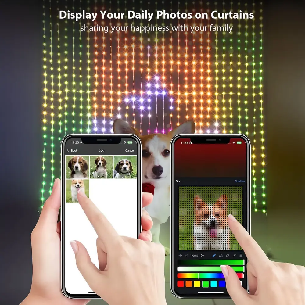 Smart RGB Color-Changing Graffiti Curtain Light