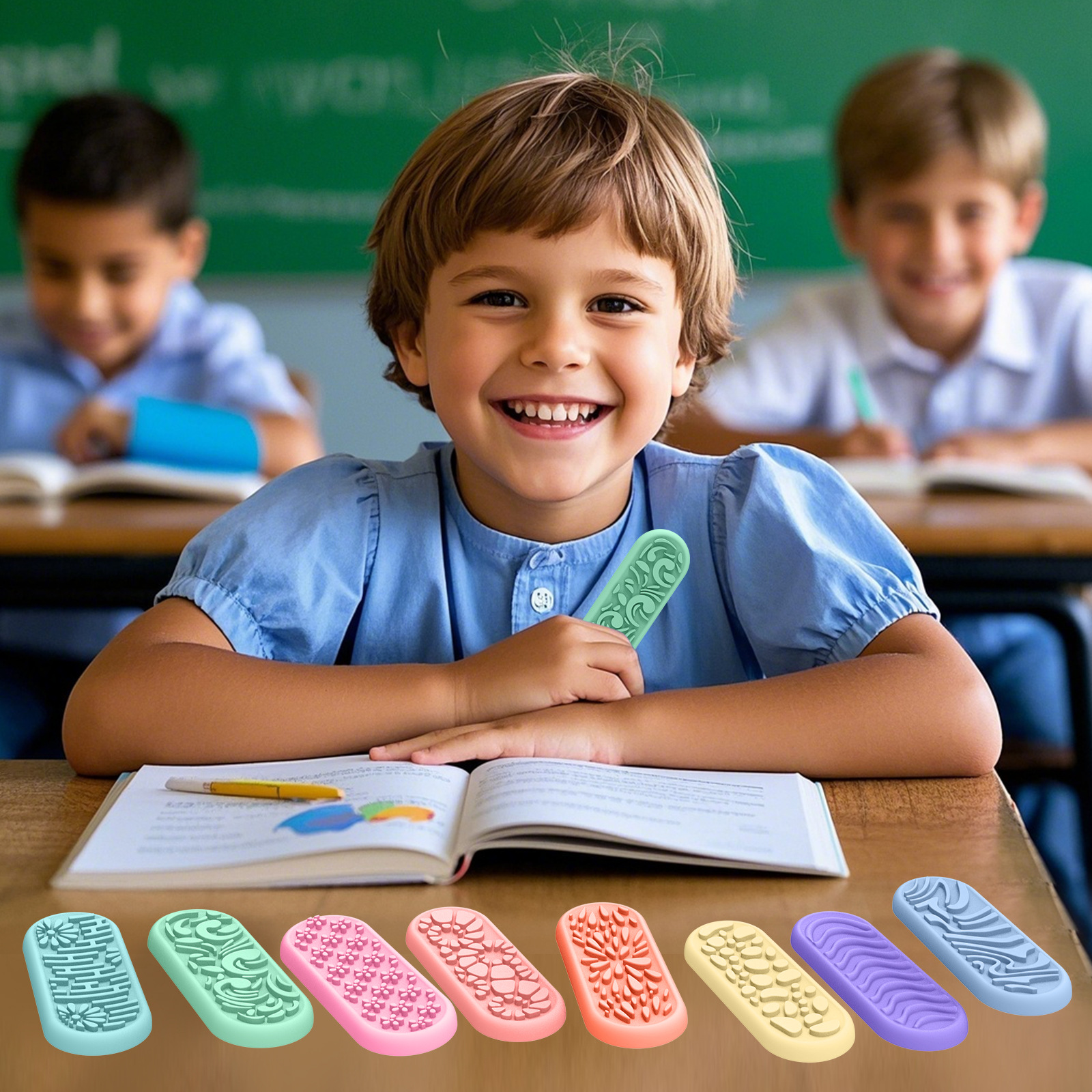 Fidget Toys Sensory Stones For Kids Soft Silicone Textured Stress-Relief Toy