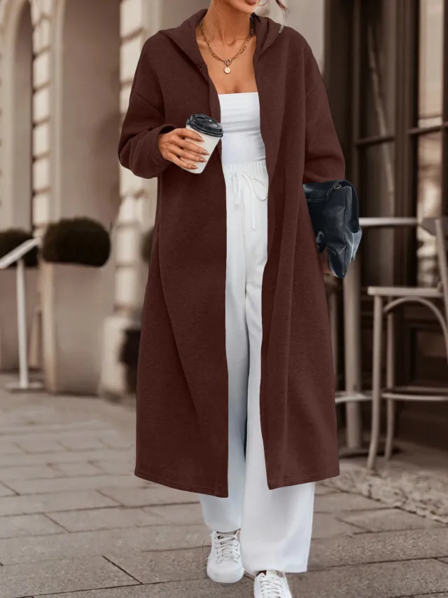Women's Leisure Commute Long Cardigan Jacket Brown - Shop at LoveMi