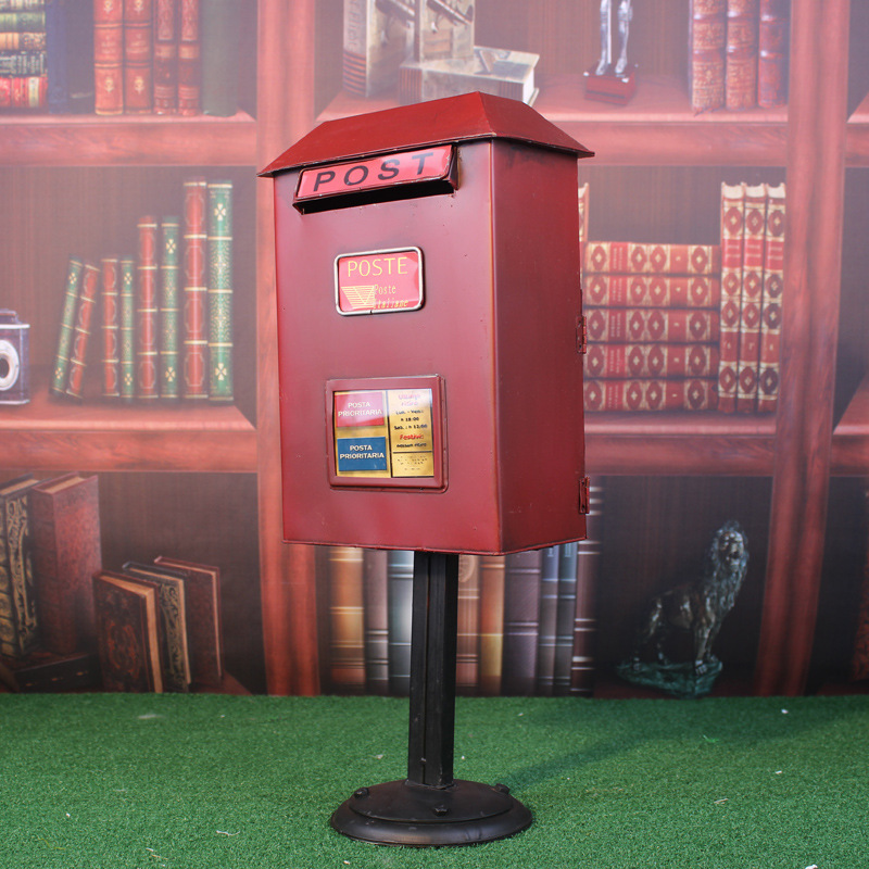 Retro tin mailbox piggy bank - vintage metal money box