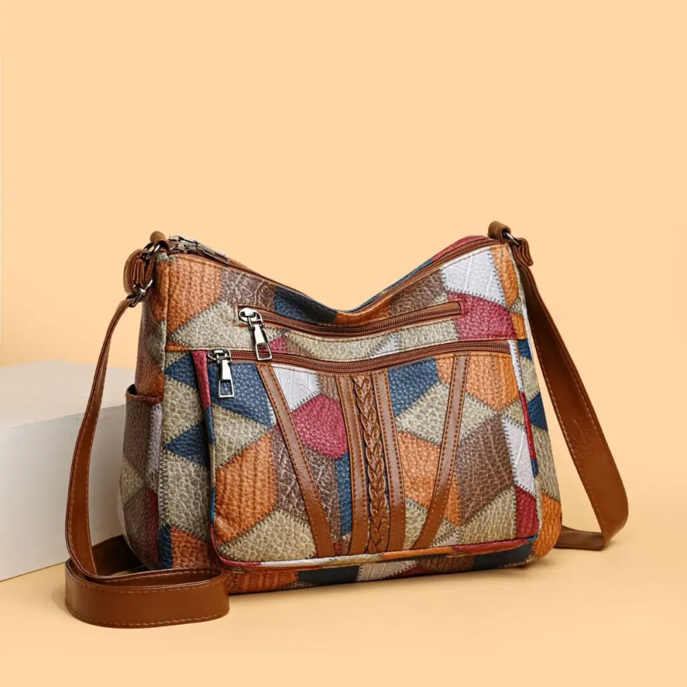 Large Capacity Splicing Work Commuting Multi-pocket Crossbody Bag