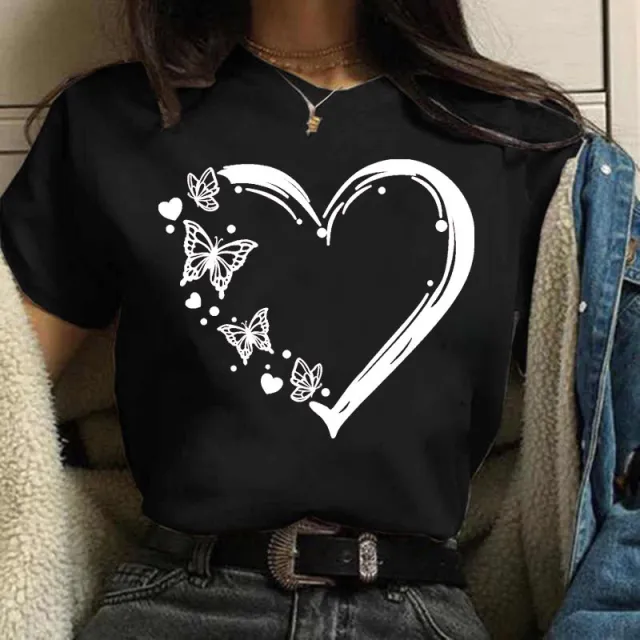 Loose Round Neck T shirt Women's Top Wt02394 Black - Shop at LoveMi