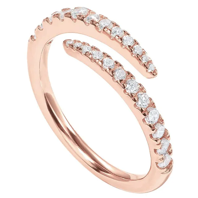 European And American Cross border Minimalist Zircon Ring For Women, Adjustable Opening Rose Gold - Shop at LoveMi