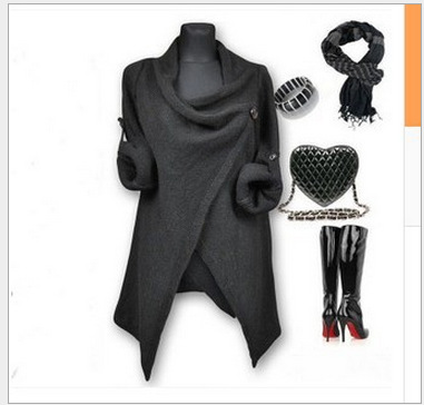 Women's Cardigan Sweater Irregularity Coat Dark Gray - Shop at LoveMi