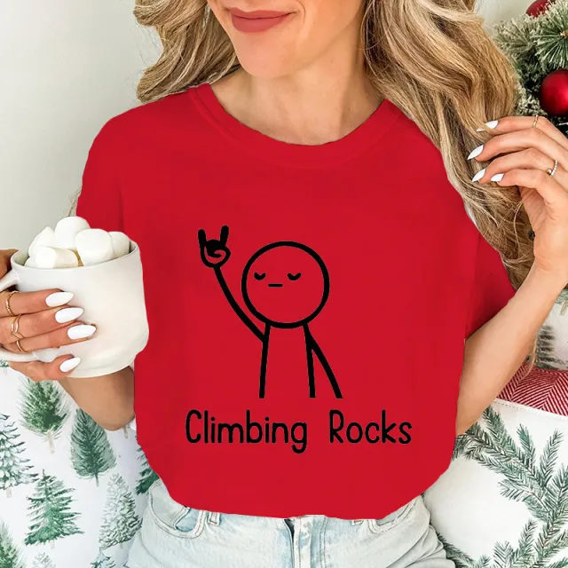 Climbing Print T Shirt Casual Short Sleeve Top No 14 Xs - Shop at LoveMi