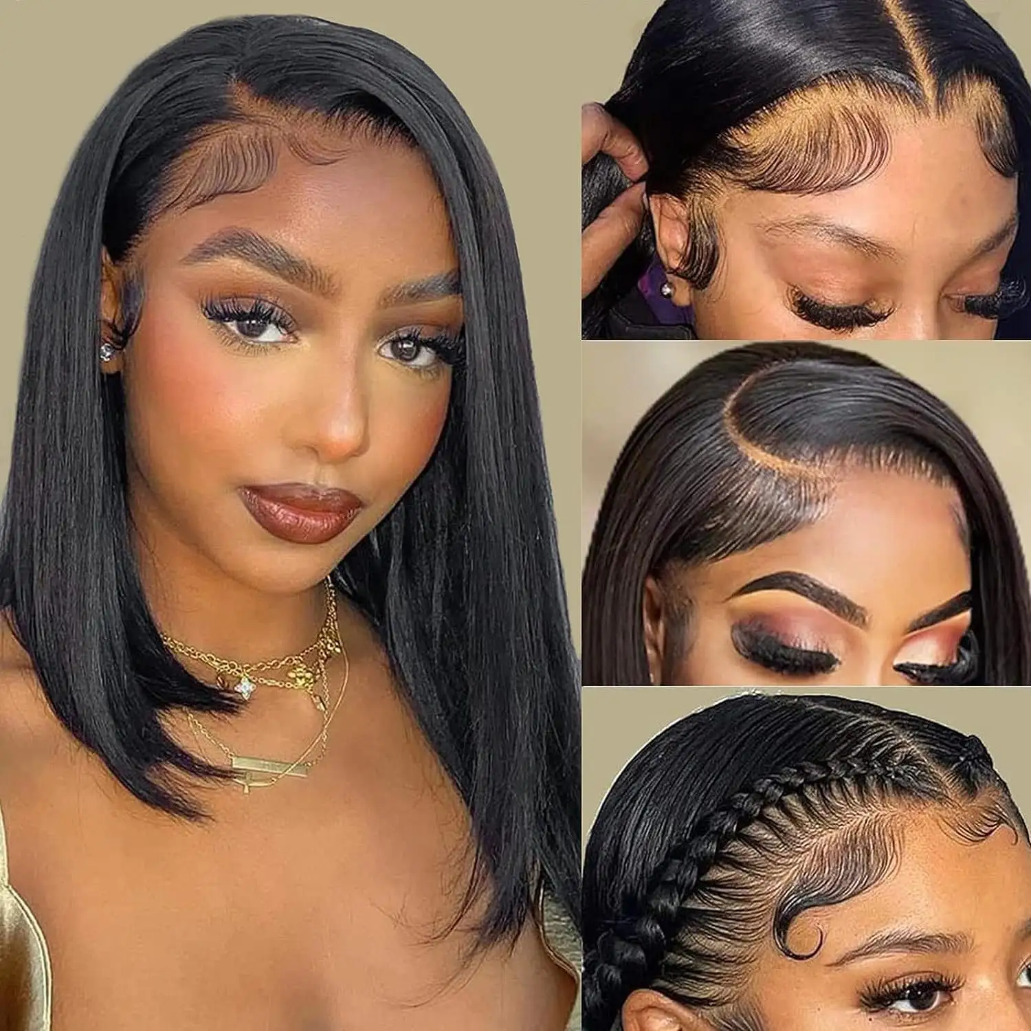 Lace Wig Natural Color Free-parting Short