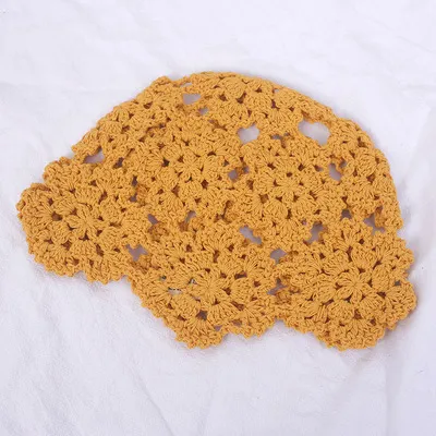 Women's Versatile Casual Retro Handmade Crochet Bucket Hat Yellow - Shop at LoveMi