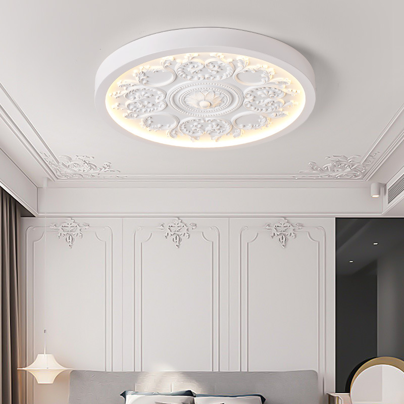 Cream Ceiling Carved Design Ceiling Lamp - Image 5