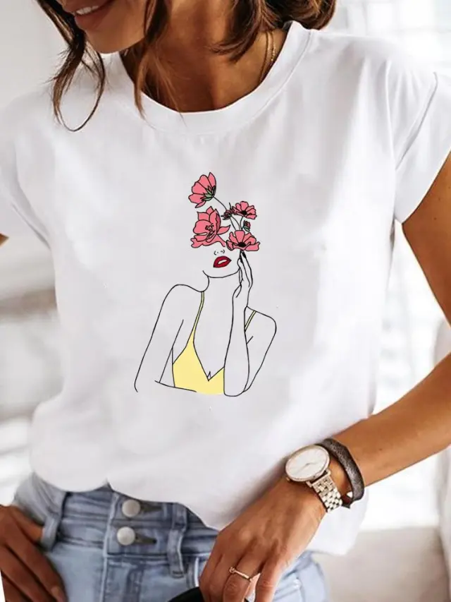 Women's Loose 3D Pattern T shirt Q107 - Shop at LoveMi