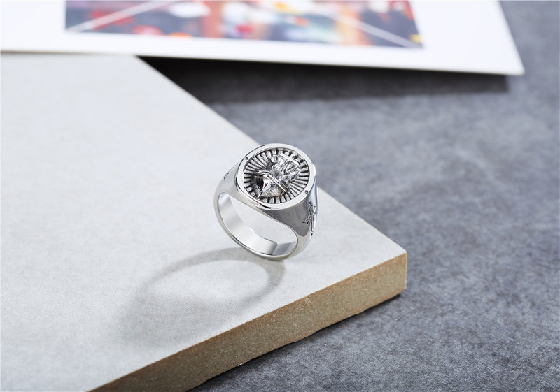 Cross Heart Retro Titanium Steel Ring