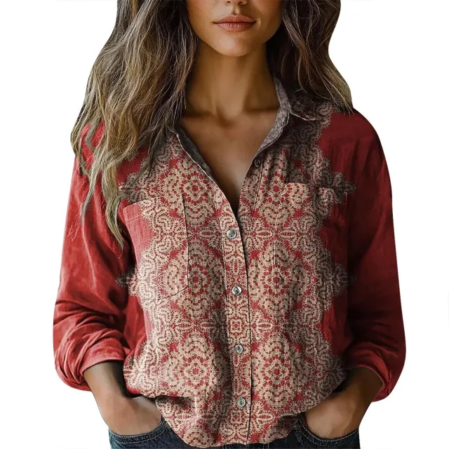 Womens V neck Printed Blouseshirt Fxdz2025013 3Xl - Shop at LoveMi