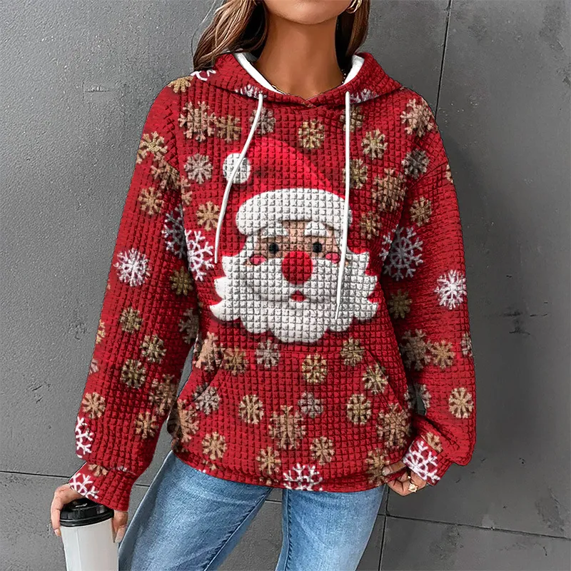 Waffle Sweater Hooded Sweaters Women's Clothing - Zzy24110607-3Xl