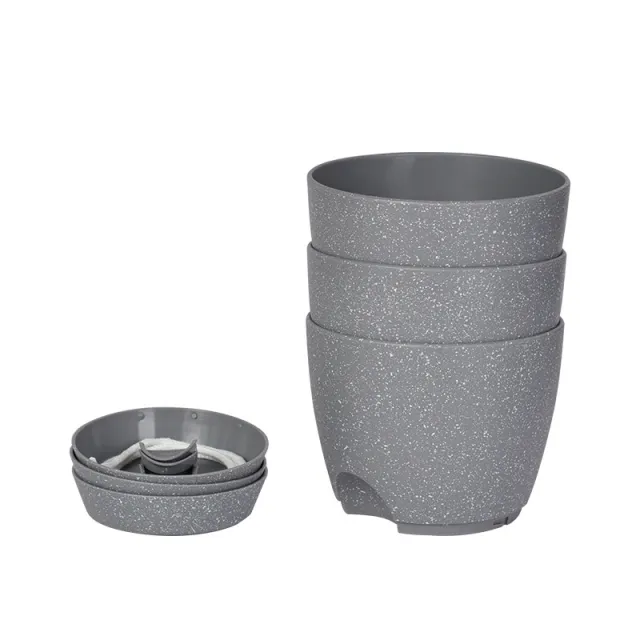 Visible Water Level Side Water Self absorbent Plastic Balcony Garden Flowerpot Gray White Dots - Shop at LoveMi