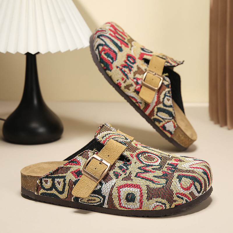 Arrival Cross-Border Closed-Toe Cork Slippers Classic Versatile Mules For Outdoor Beach Wear