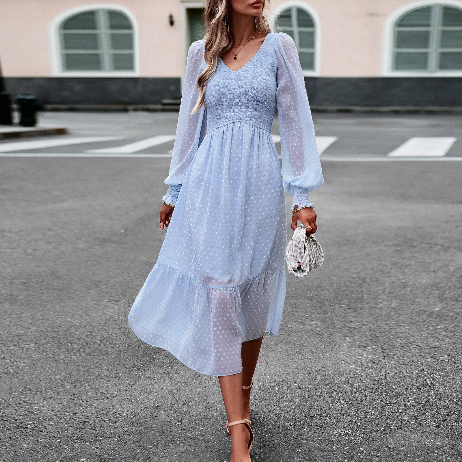 Women's Elegant Elegant V-neck Jacquard Dress