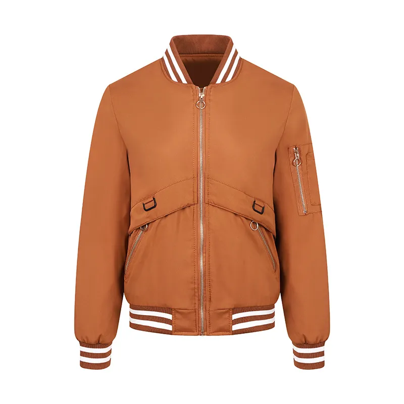 Women's Flight Suit Women's Jacket Autumn And Winter Thin Cotton Coat - Chocolate-Xl