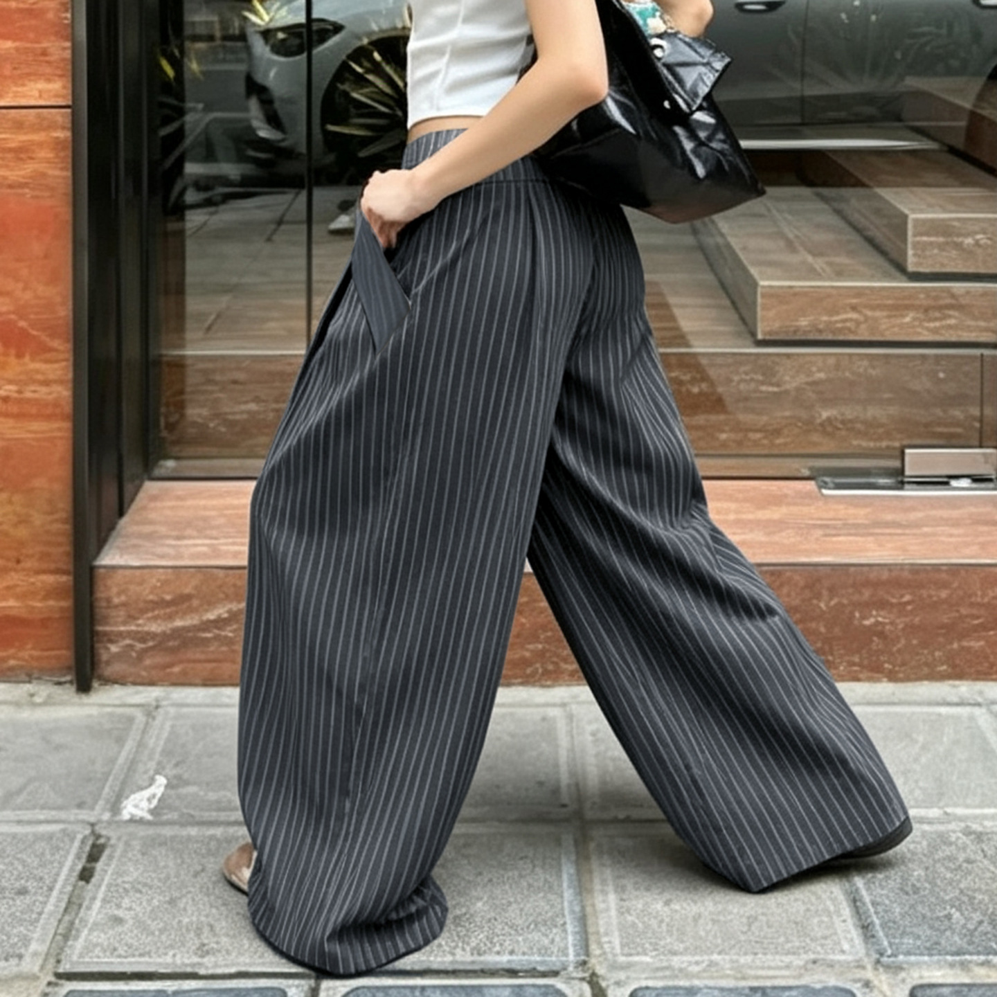 Women's gray wide-leg pants product image 6