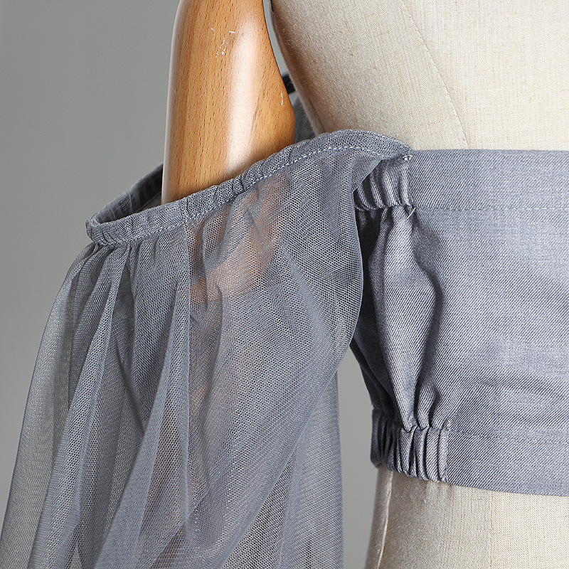 Women's Elegant Mesh Panel Long Sleeve Top