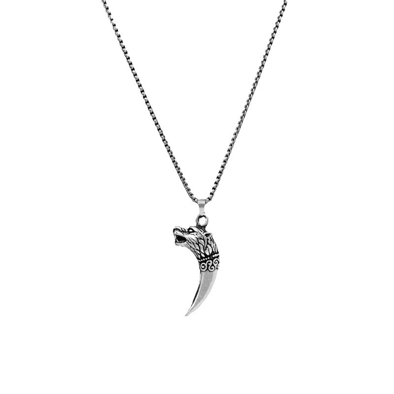 Retro Bold Wolf Head Titanium Steel Necklace For Men