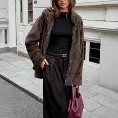 Fashionable Fur Collar Coat Women's Clothing - Brown - View 1