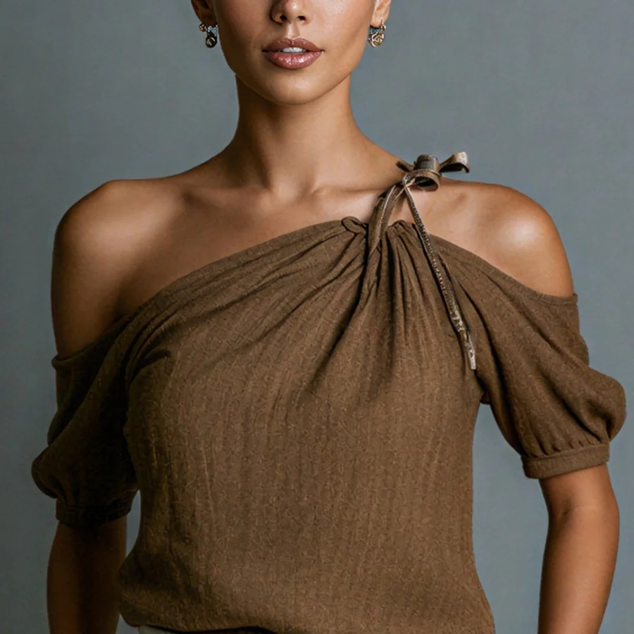 Fashionable Off-Shoulder Short-Sleeve Womens Top