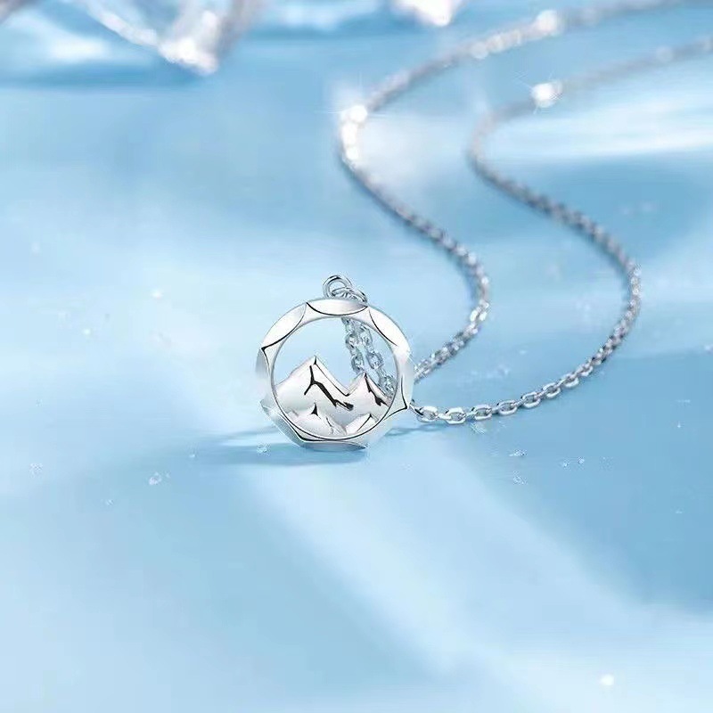 Love Oath Couple Enamel Mountain And Sea Pendant Necklace