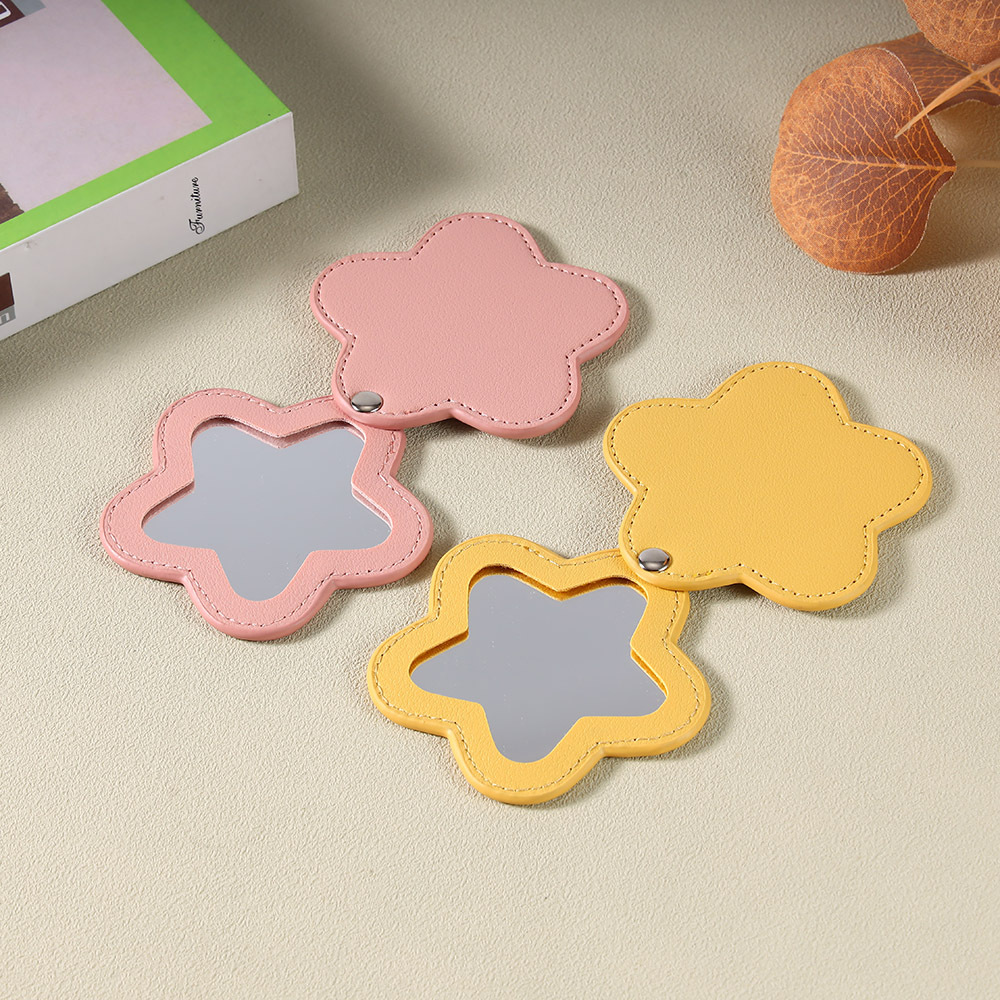 PU Star-Shaped Rotating Compact Makeup Mirror