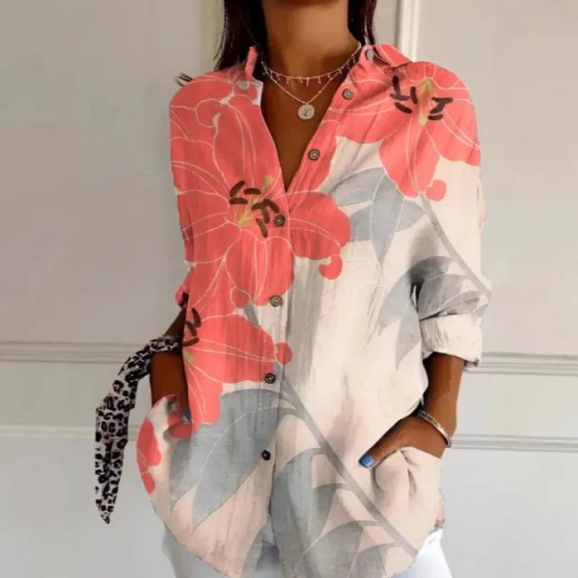 Floral Print Long sleeved Shirt Women's Casual Button Tops Clothing Xxxxl - Shop at LoveMi