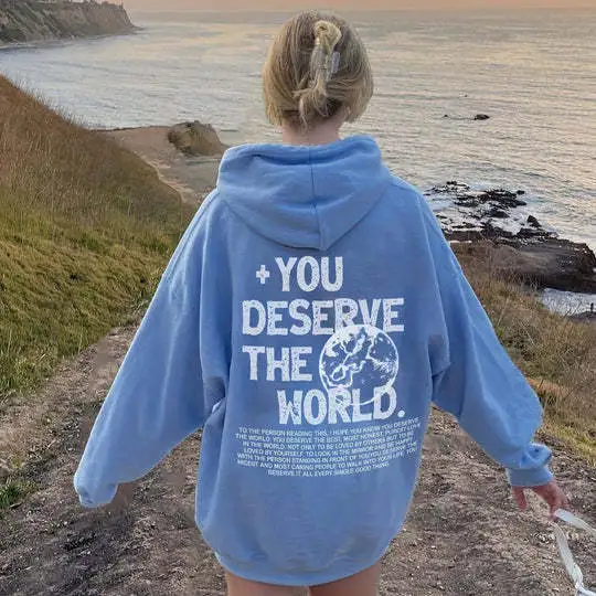 Letter Printing Versatile Casual Long Sleeve Pullover Loose Hooded Style 1 - Shop at LoveMi