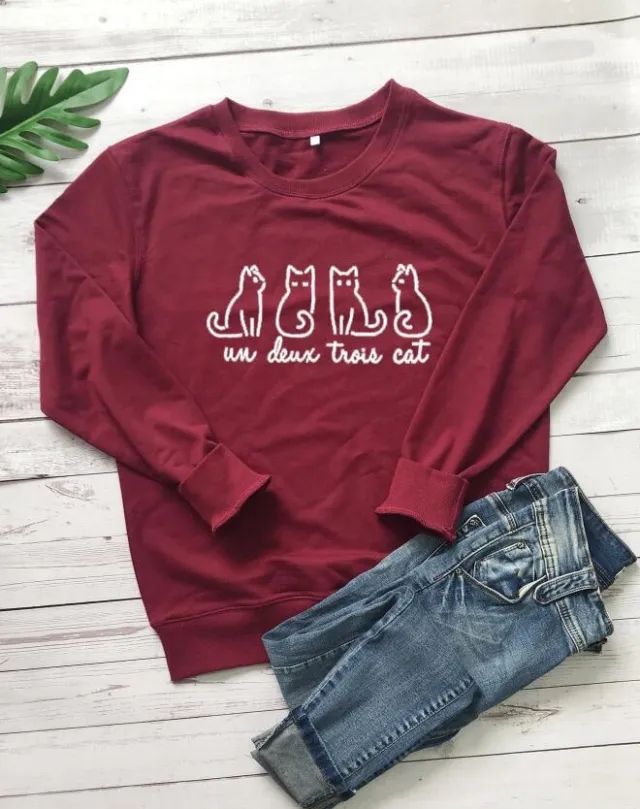 Fashionable Casual Round Neck Sweater Wine - Shop at LoveMi