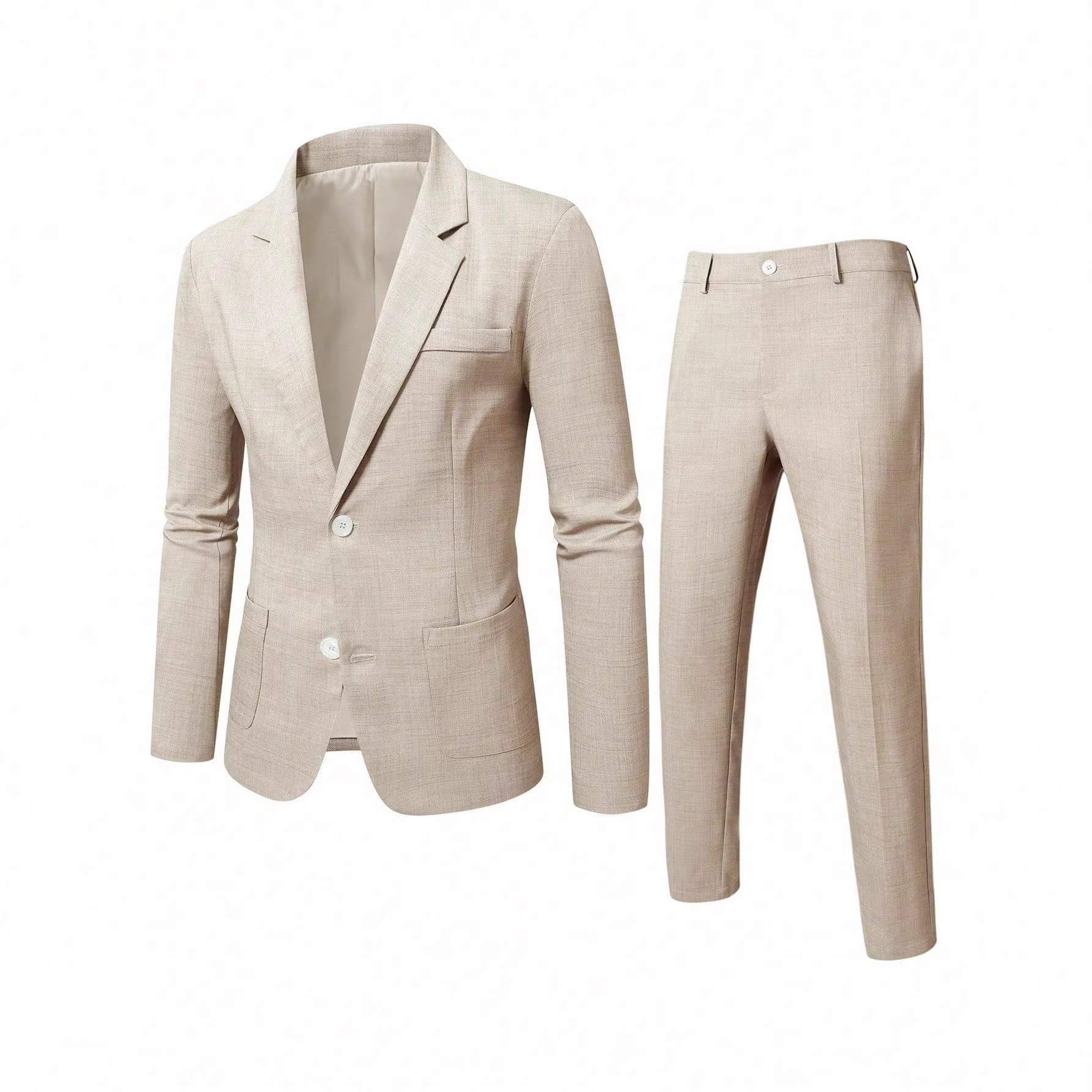 Mens Solid-Colored Business Suit Set