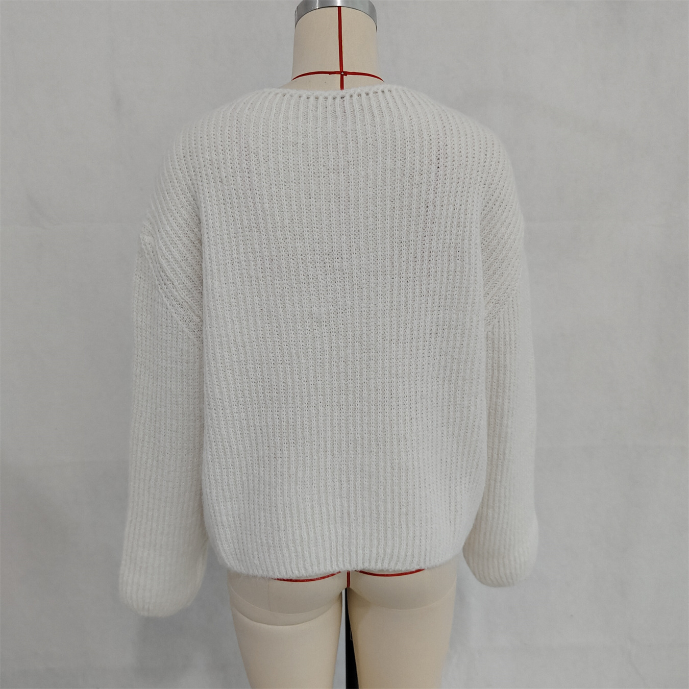 Simple Casual Bow Embroidery Decoration Knitted Long Sleeve Sweater
