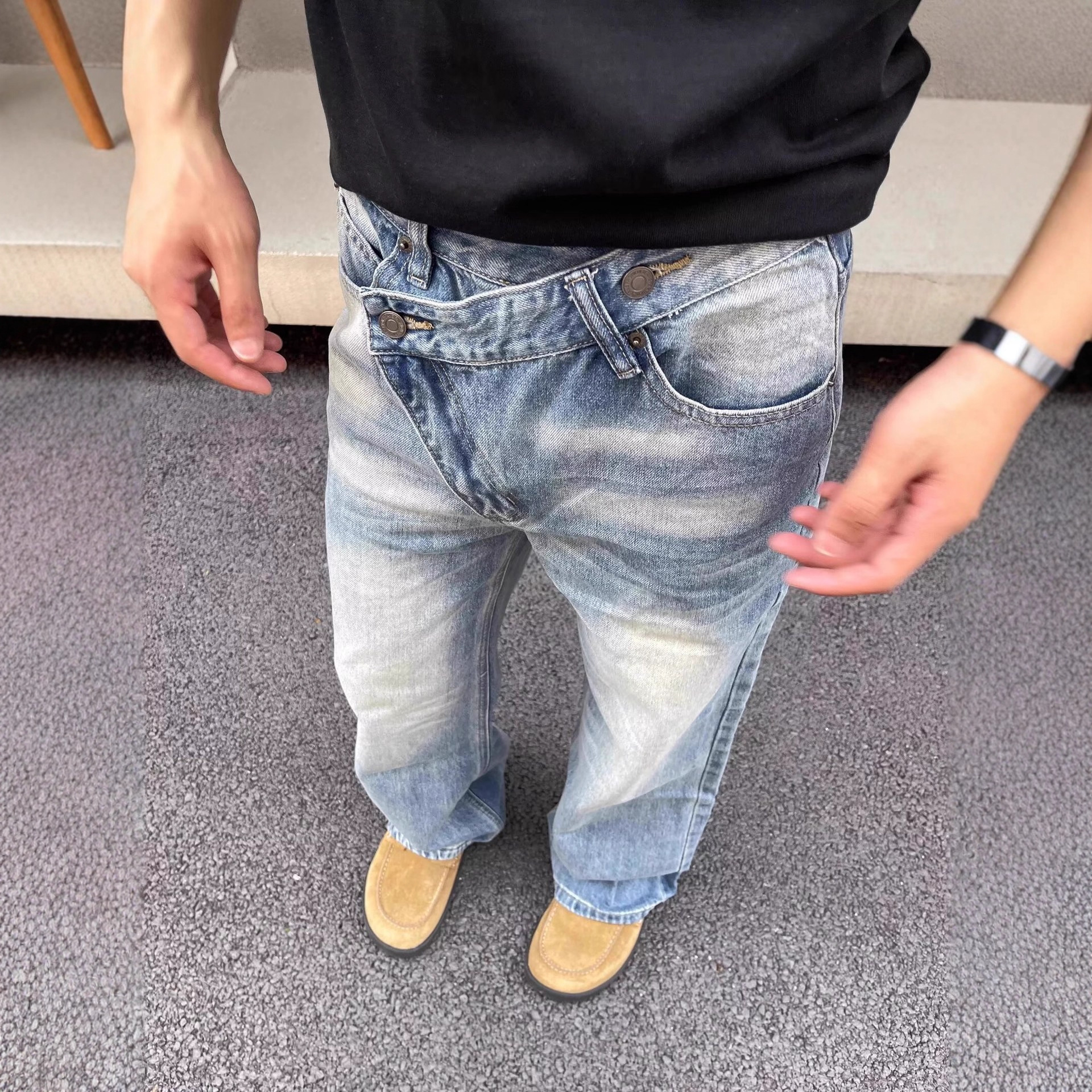 Mens Vintage Washed And Distressed Jeans